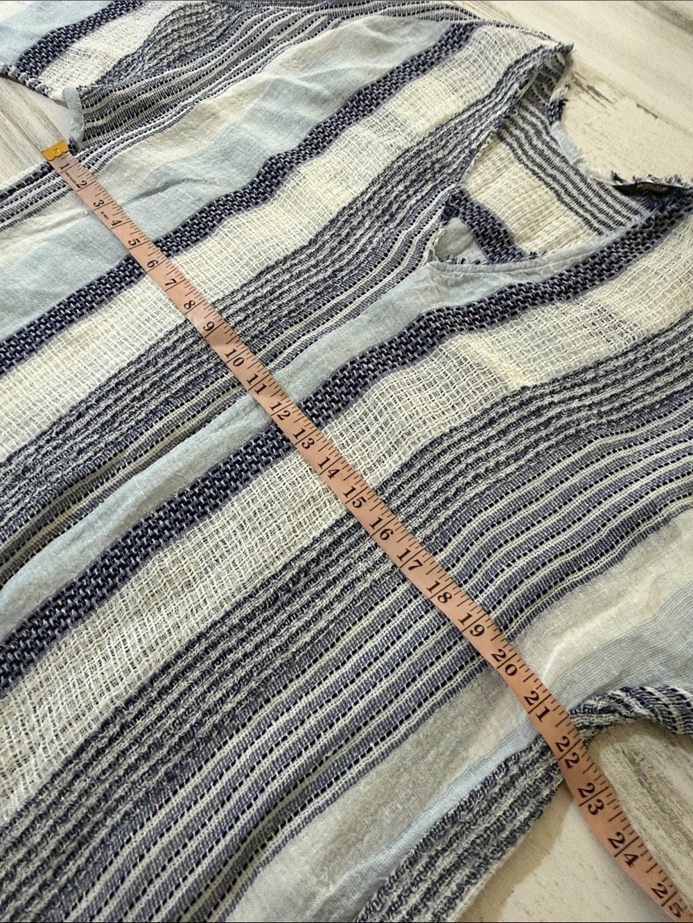 Massimo Dutti Blue & White Striped Swim Coverup Caftan Linen Blend - Picture 9 of 14